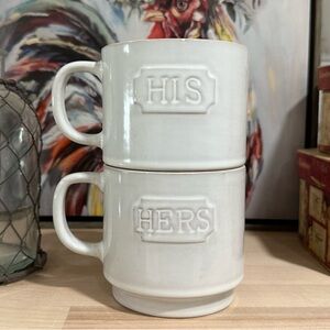 NWOT Sheffield Home His & Hers Stackable Stoneware Coffee Mug set 15 oz
